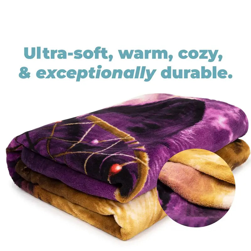 Spirit Wolf Fleece Throw Blanket with Dreamcatcher Pattern