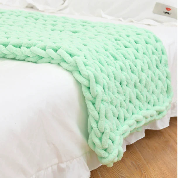 Handwoven Chunky Wool Throw Blanket