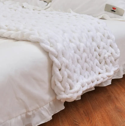 Handwoven Chunky Wool Throw Blanket