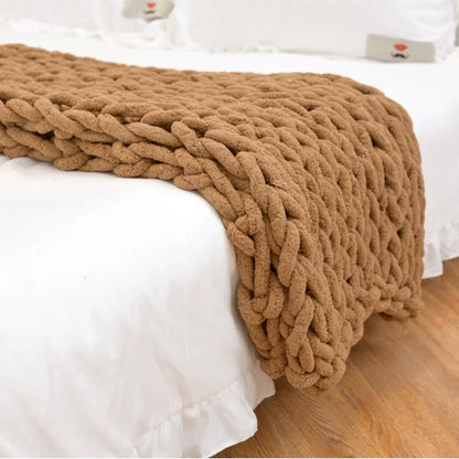 Handwoven Chunky Wool Throw Blanket