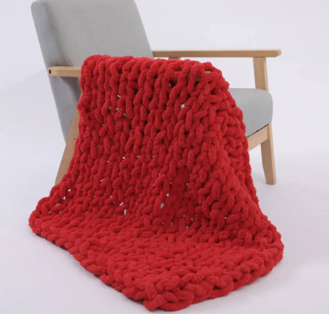 Handwoven Chunky Wool Throw Blanket