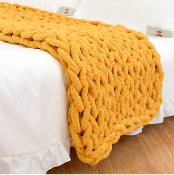 Handwoven Chunky Wool Throw Blanket