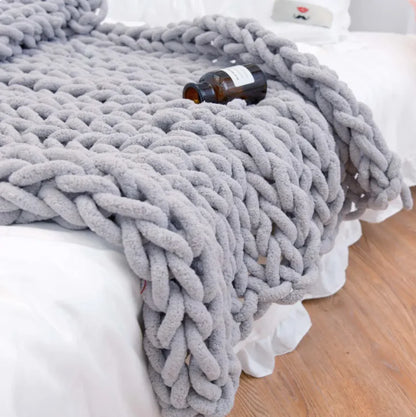 Handwoven Chunky Wool Throw Blanket
