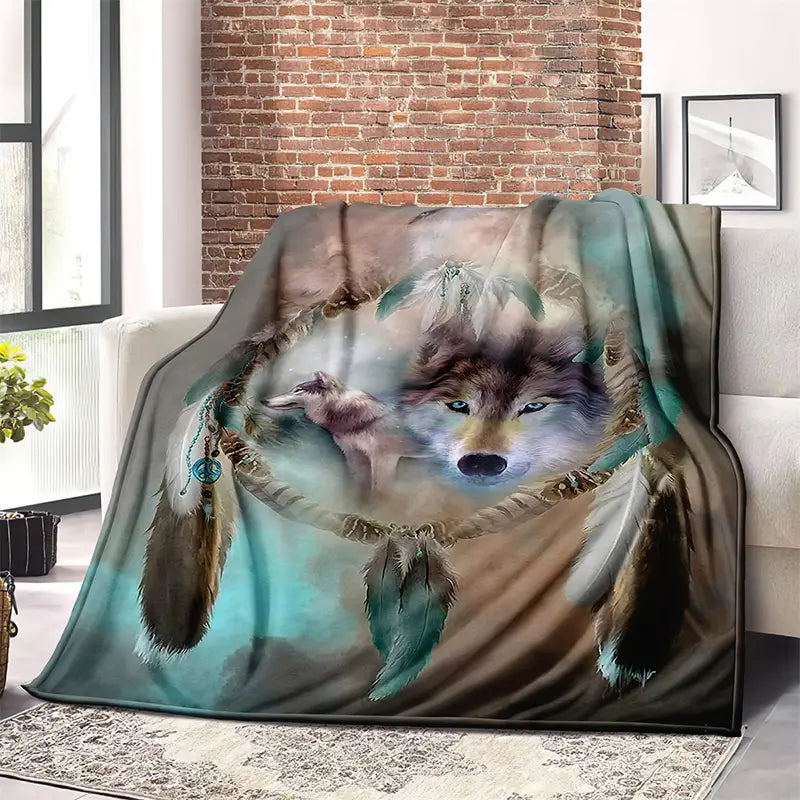 Dream Catcher Wolf Pattern Blanket
