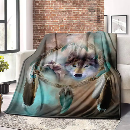 Dream Catcher Wolf Pattern Blanket
