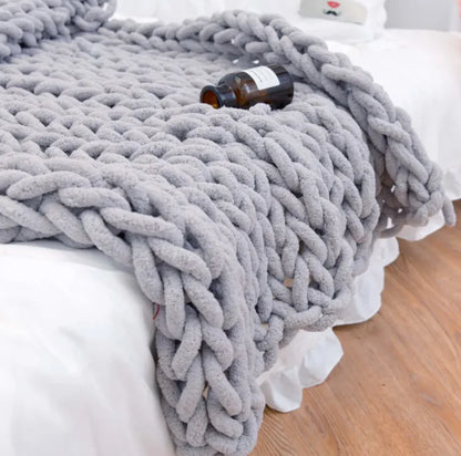 Handwoven Chunky Wool Throw Blanket
